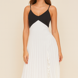 Abito lungo Plissé bicolore