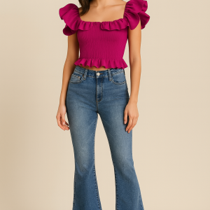 Jeans flare con fondo sfrangiato