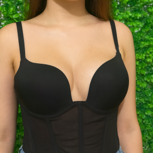 Bustier Nero con Coppe Imbottite e Struttura Modellante